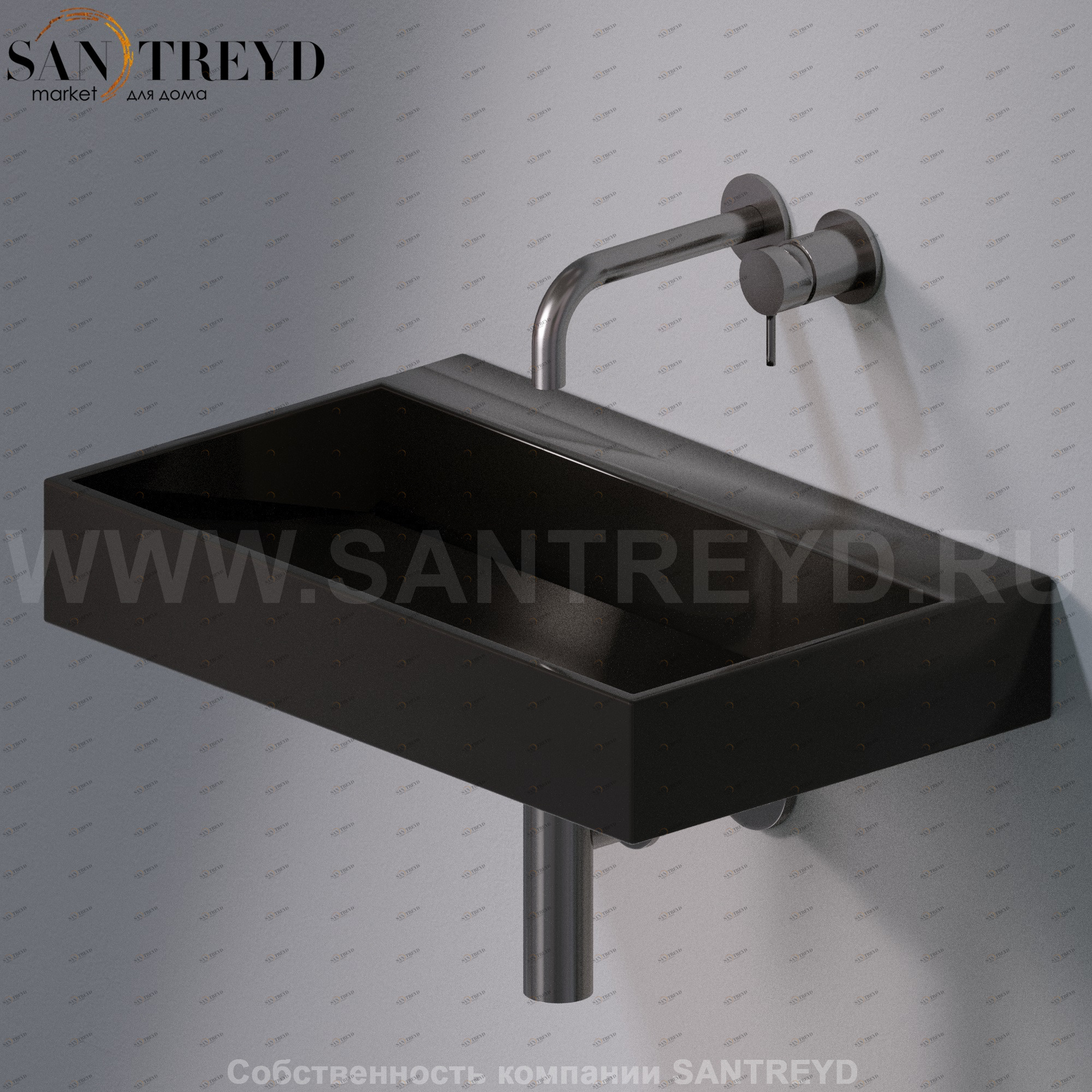 L010T1RPV4.104 Подвесная раковина настенная прямоугольная A. e T. Italia P35 черная AeT ITALIA