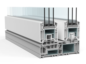 Копланарное раздвижное окно из ПВХ с тройным остеклением