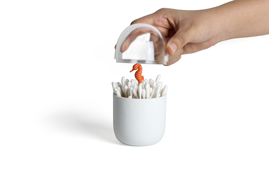 Контейнер для ватных палочек Seahorse белый QUALY  00-3869429 Белый;прозрачный  - Вид №4