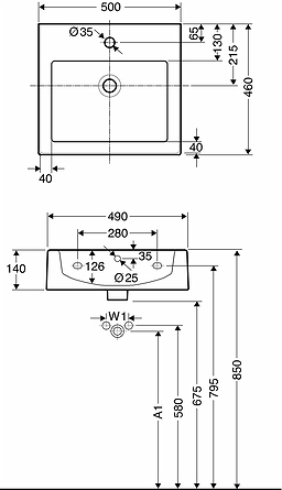 11220 Подвесная раковина настенная квадратная IFO  - Вид №3