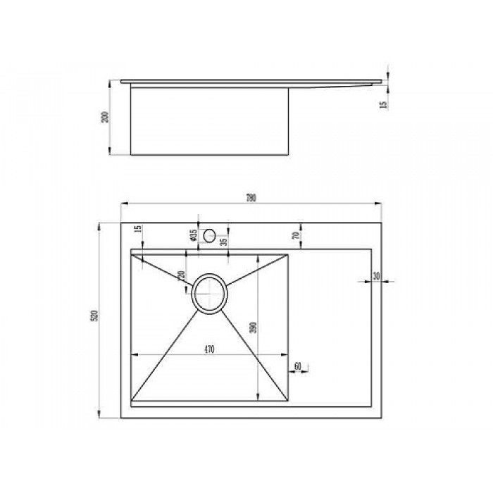 Zorg ZM X-7852-L Мойка кухонная прямоугольная Zorg  - Вид №2