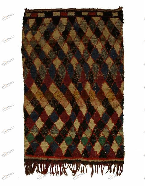 AFOLKI Прямоугольный шерстяной коврик с длинным ворсом и геометрическими мотивами Boucherouite Taa1046be