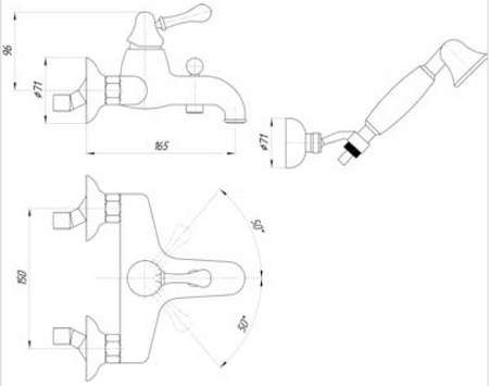 Смеситель MIGLIORE Maya ML.MAY-8902.BR для ванны/душа - бронза  - Вид №1