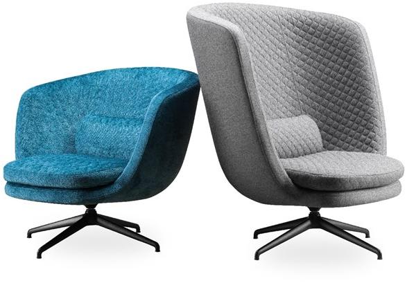 ROSSIN Кресло поворотное на козелке из ткани с высокой спинкой Cleo metal sun-id-1450921 - Вид №5