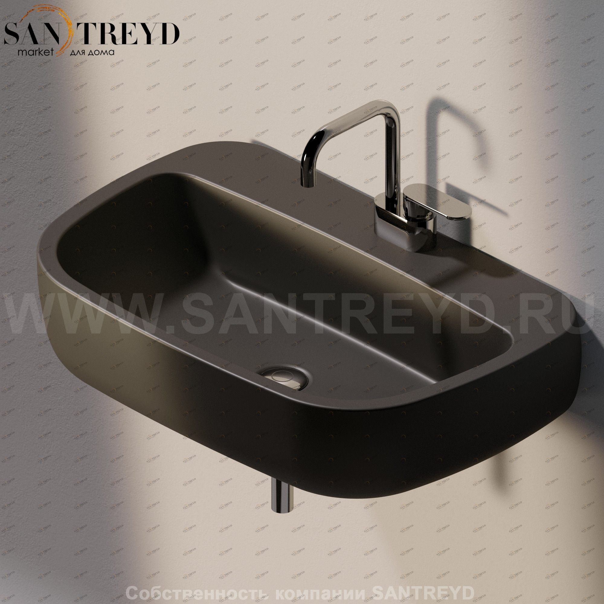 MN74L7006 Подвесная раковина настенная прямоугольная Ceramica Flaminia Mono черная