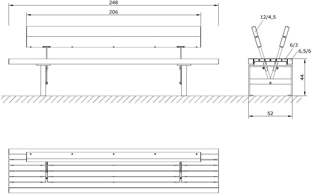 Euroform W Лежащая деревянная скамья со спинкой  379  - Вид №4