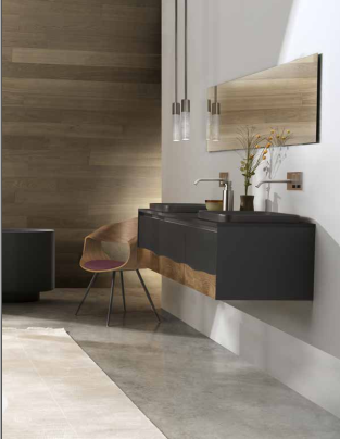 C375M4L70.101NC Тумба подвесная с 4 выдвижными ящиками 70 см A. e T. Italia TRACE Белый матовый - орех Каналетто Италия AeT ITALIA - Вид №6