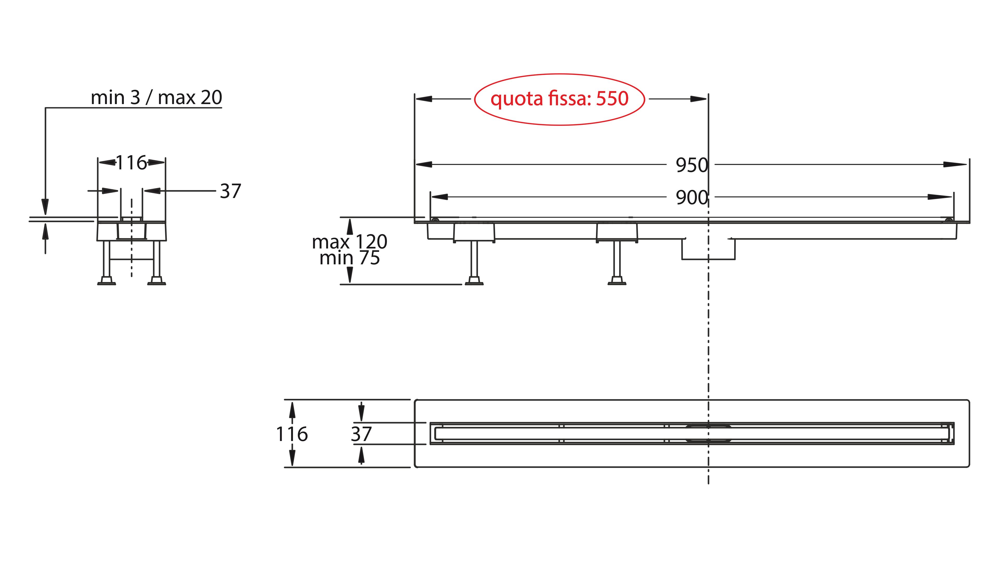 Слив для душа из нержавеющей стали Bonomini Canalissima ARCH-00043053 - Вид №2