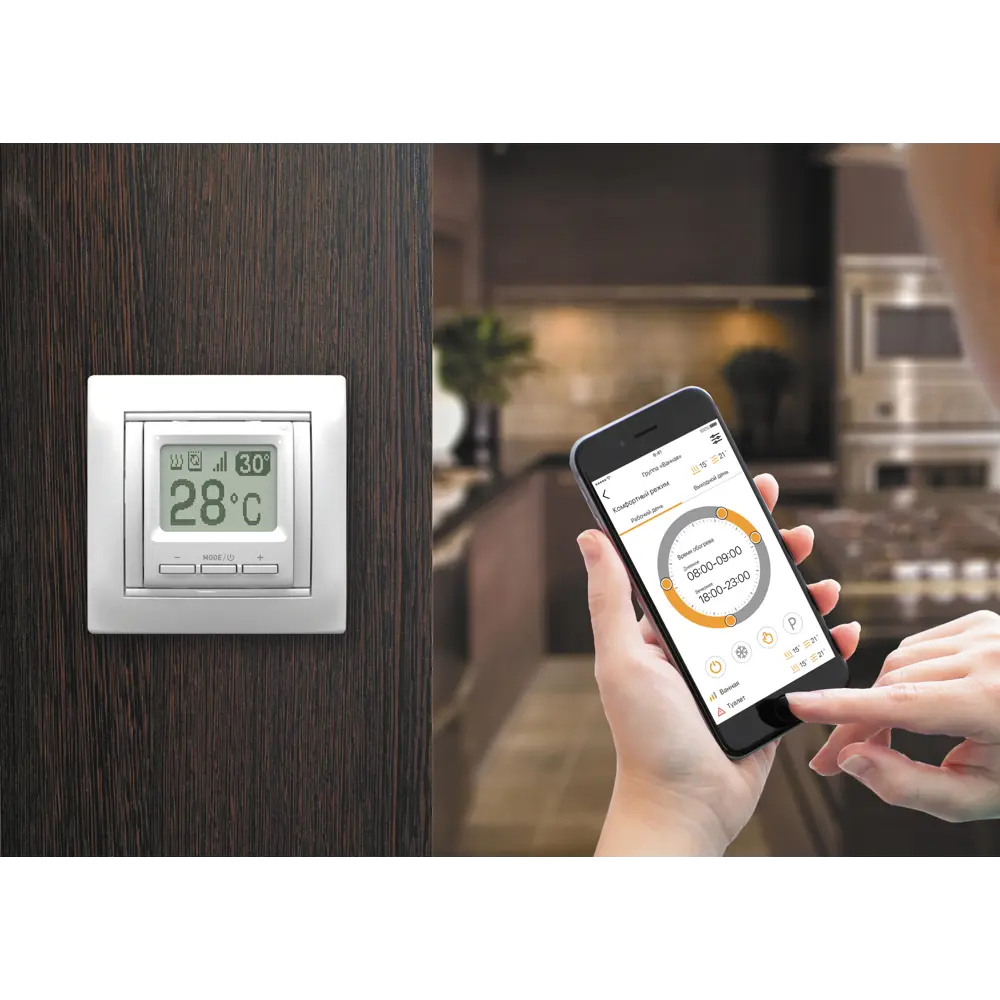 Терморегулятор для теплого пола Equation электронный программируемый с Wi-Fi цвет белый STLM-2208806 - Вид №6