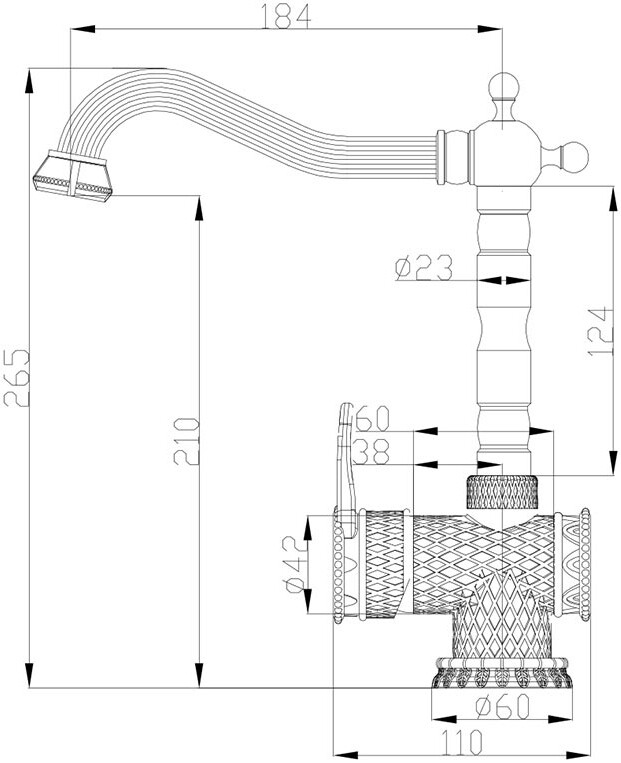 Смеситель ZorG Antic A 408K-SL для кухонной мойки, серебро - Вид №1
