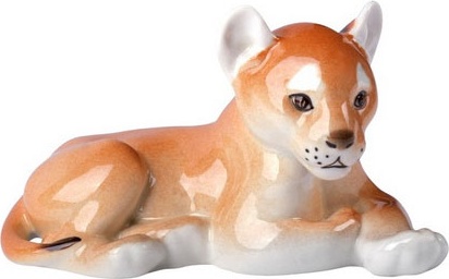 98898 Императорский фарфоровый завод Скульптура "Львёнок лежащий" м.р. Фарфор твердый 