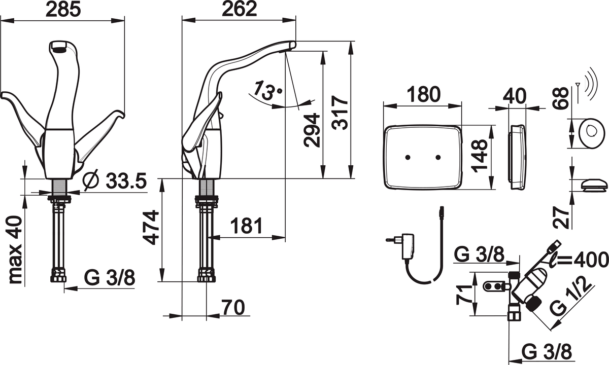 Oras 8225F Смеситель для кухни с клапаном, 230/12 V 8225F ALESSI Swan By Хром  - Вид №1
