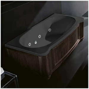 Ванна Gruppo treesse New Classic Young STX-V674B-DX-WV-C чёрная с гидромассажем и дезинфекцией прямоугольная правая деревянная панель венге