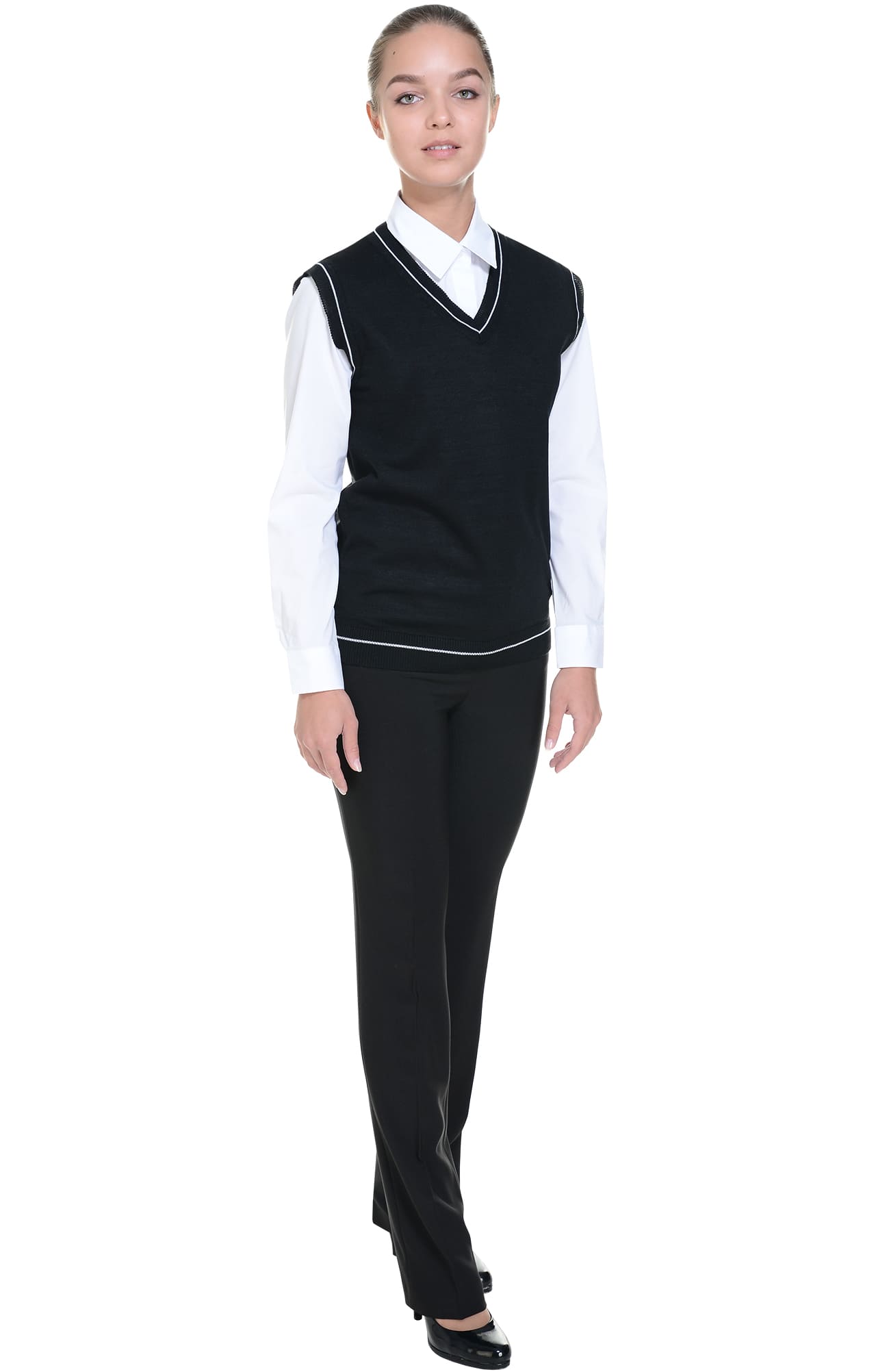 62516 Жилет трикотажный женский черный  Одежда для официантов  размер 44-46 Спецодежда  - Вид №4
