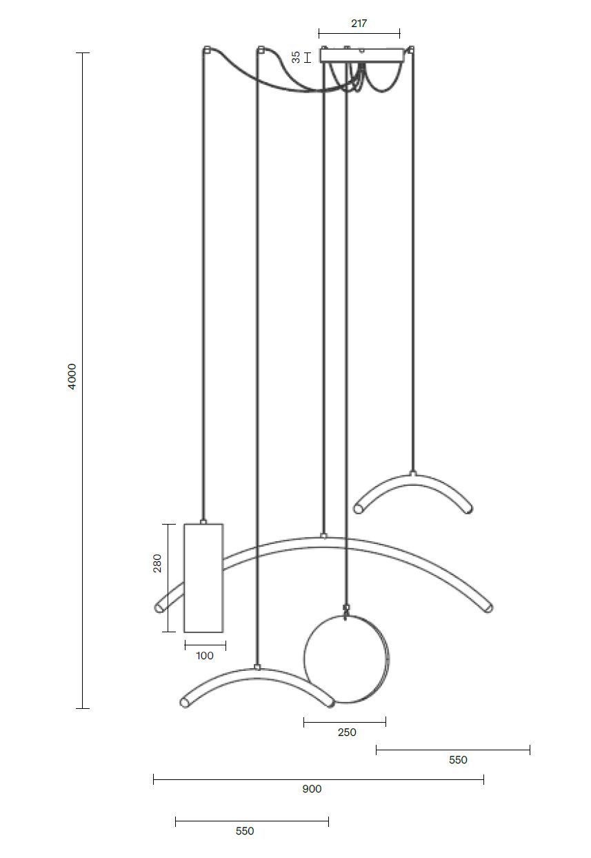 Стеклянный и стальной светодиодный подвесной светильник Pholc DREAM CATCHER ARCH-00107364 - Вид №18