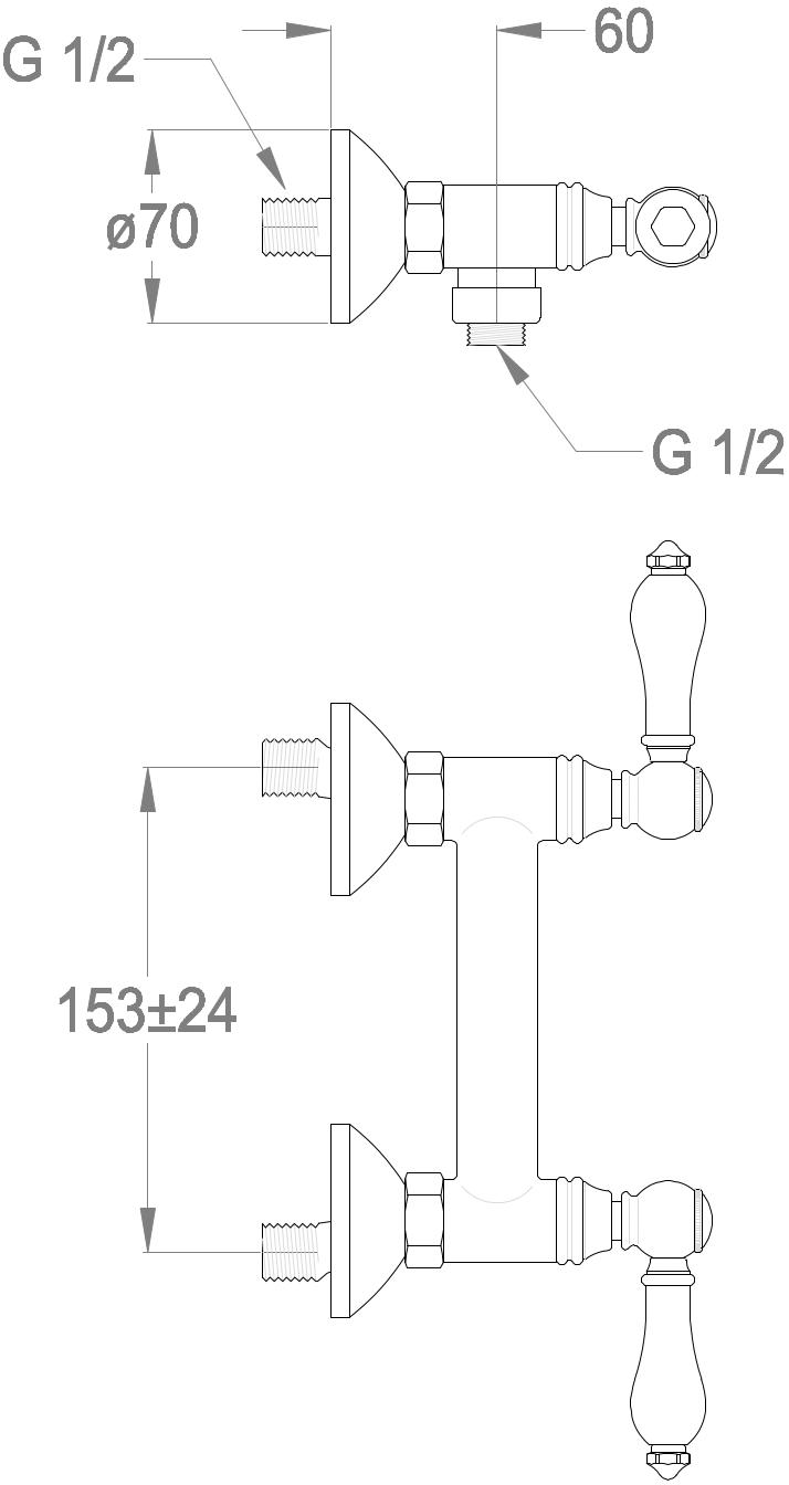 Fir Italia Смеситель для душа на 2 отверстия Melrose 21 2132002 - Вид №1