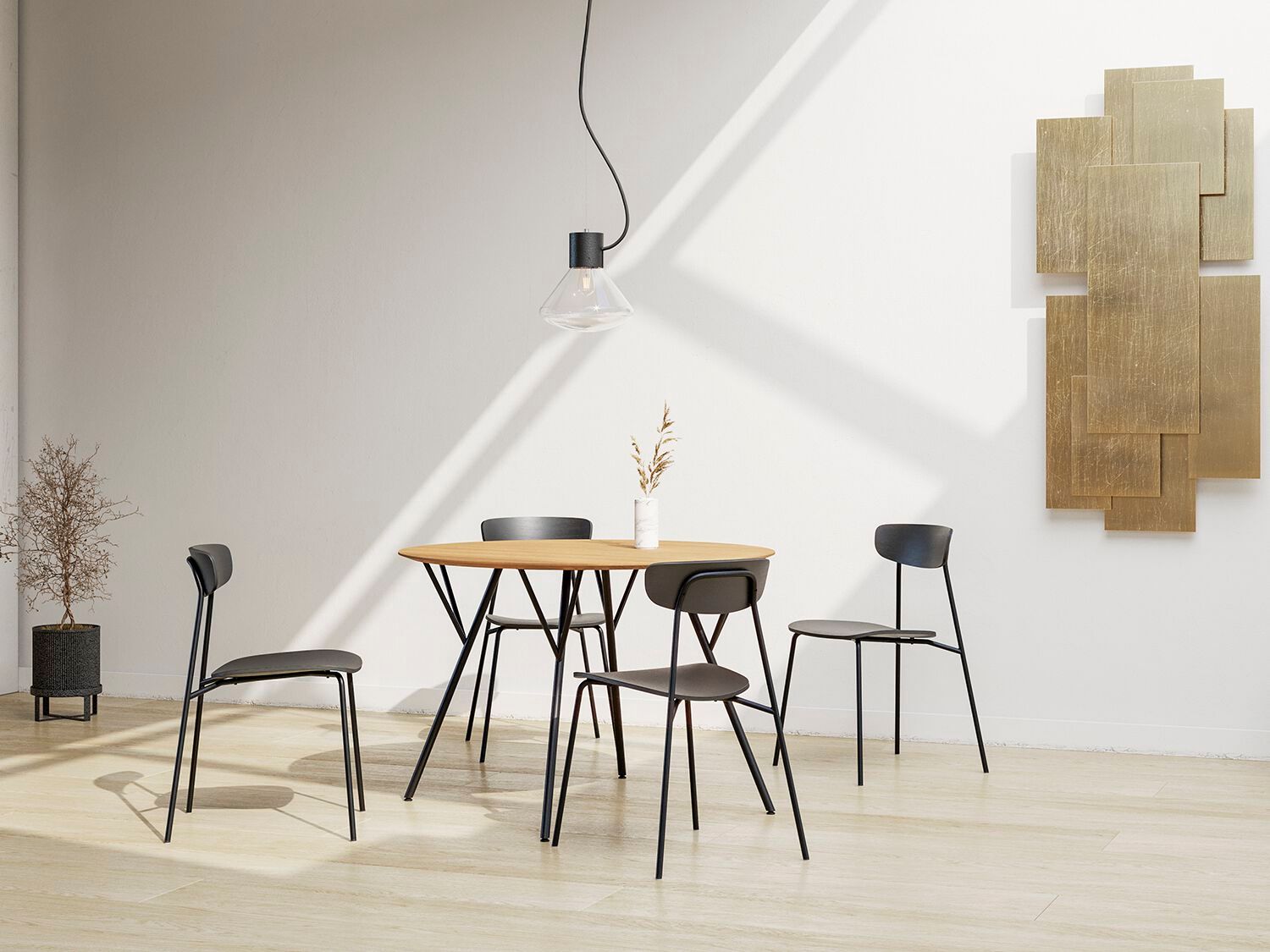 Круглый обеденный стол из стали и дерева LD Seating Trivi ARCH-00088664 - Вид №3