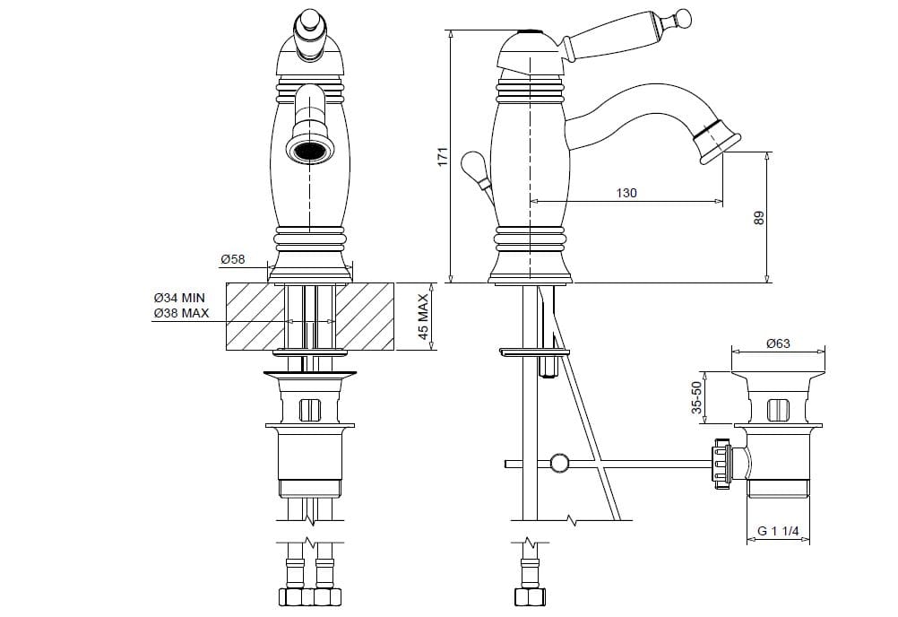 Однорычажный смеситель для раковины с автоматическим сливом Gaia Mobili Complements ARCH-00063608 - Вид №2