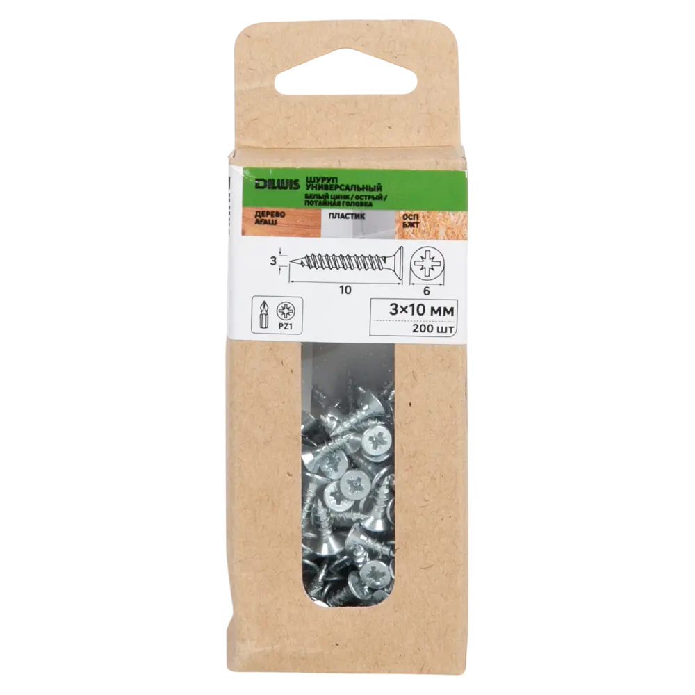 Универсальные саморезы DILWIS потайные 3×10 мм с острым наконечником (200 шт) 89386276 STLM-1564575 - Вид №3