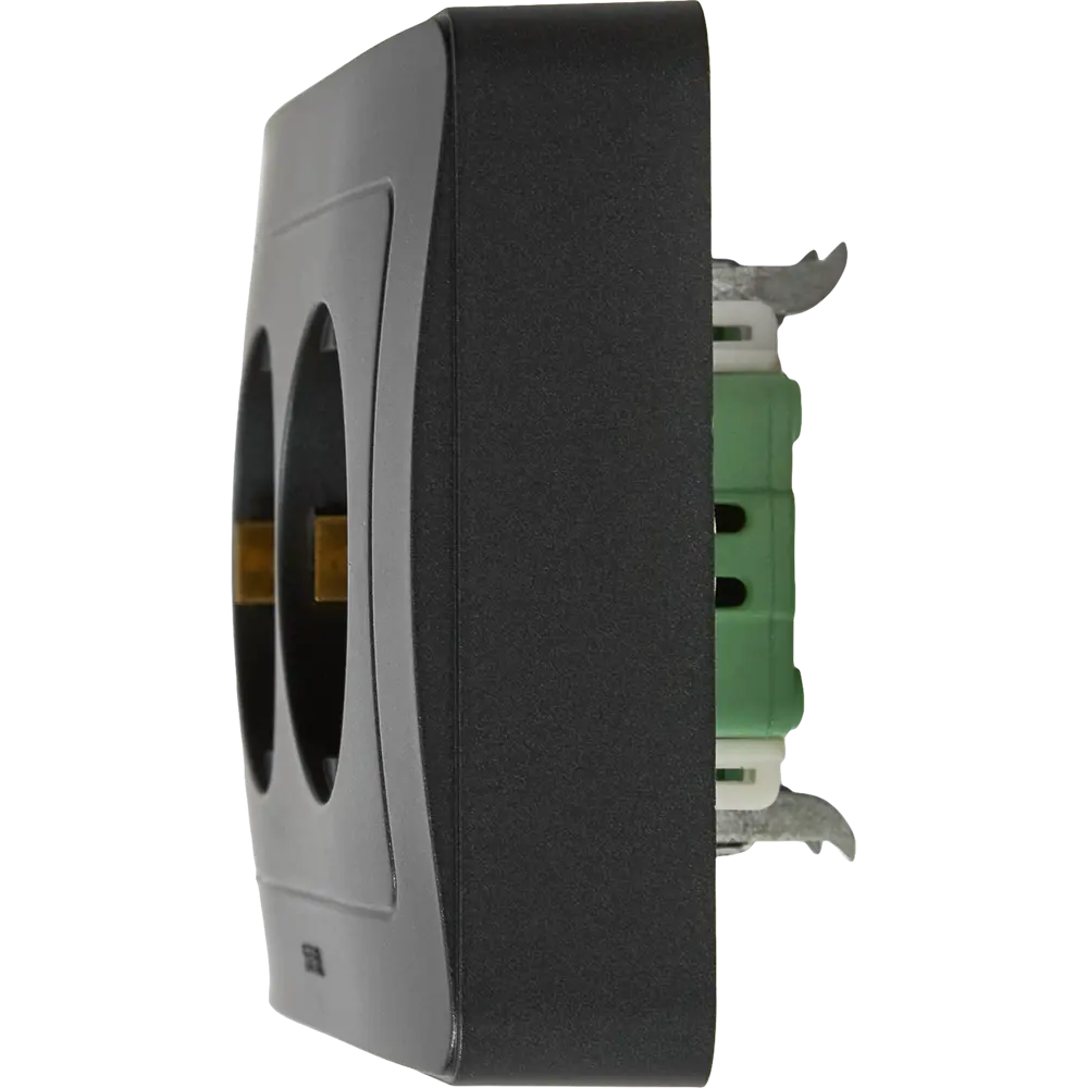 Розетка двойная встраиваемая Hegel Мастер с заземлением цвет черный STLM-2160179 - Вид №4