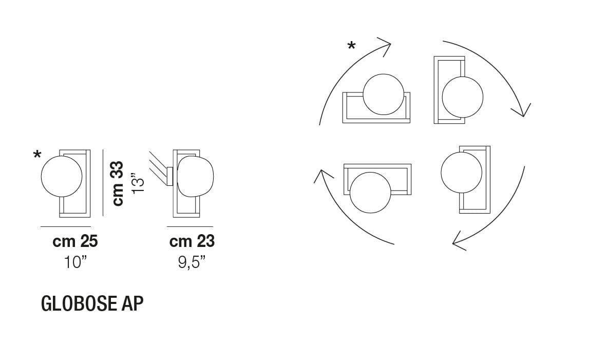 Стеклянный и металлический настенный светильник Vetreria Vistosi Globose ARCH-00020528 - Вид №2