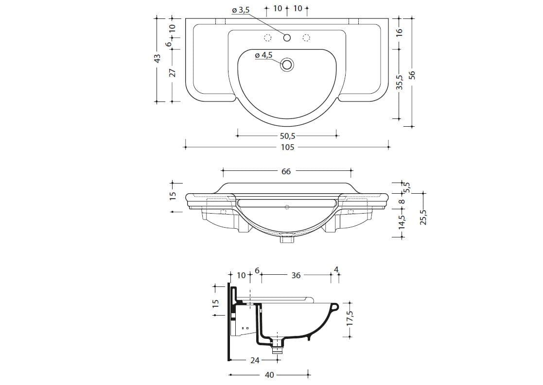 Керамическая встраиваемая раковина Gaia Mobili Complements ARCH-00013200 - Вид №1
