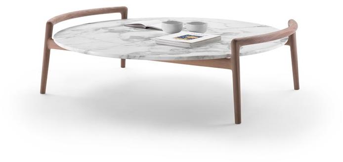 Flexform Круглый деревянный журнальный столик с мраморной столешницей sun-id-1346917 - Вид №1