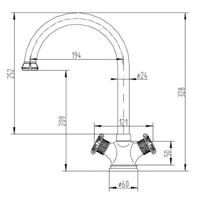 Zorg A 2003K-BR бронза Смеситель для кухни Zorg 209 х 194 мм  - Вид №2
