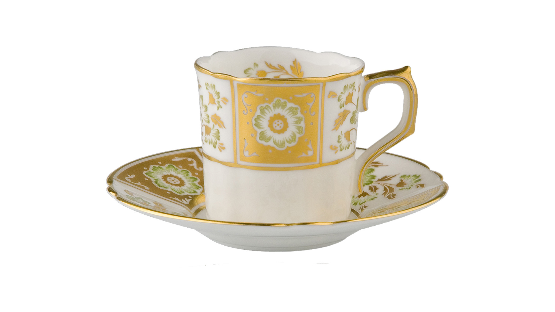 10655188 Royal Crown Derby Сервиз кофейный Royal Crown Derby "Дерби, зеленый декор" 4/13 Фарфор костяной  - Вид №1