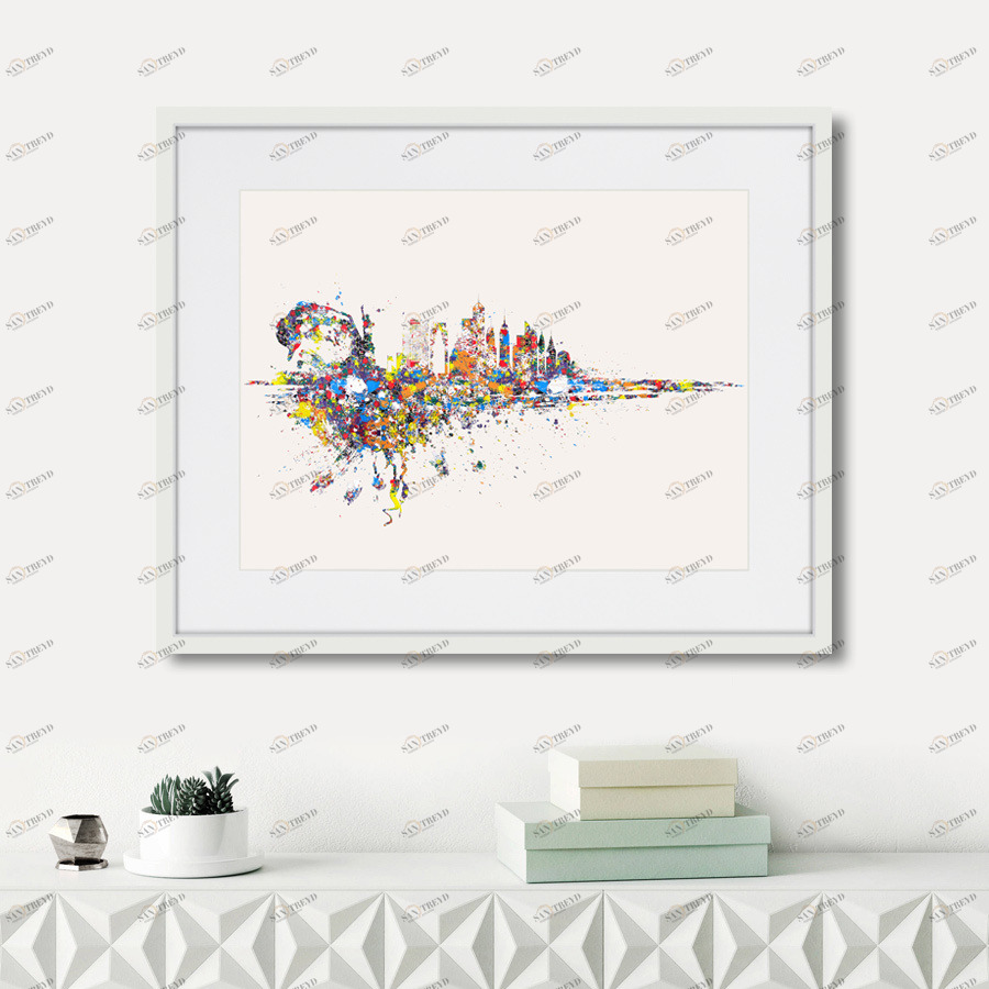 Картина в раме 52х42 см "Нью-Йорк, оптимистическая абстракция, 2016г." КАРТИНЫ В КВАРТИРУ  264555 Голубой;желтый;красный;разноцветный 