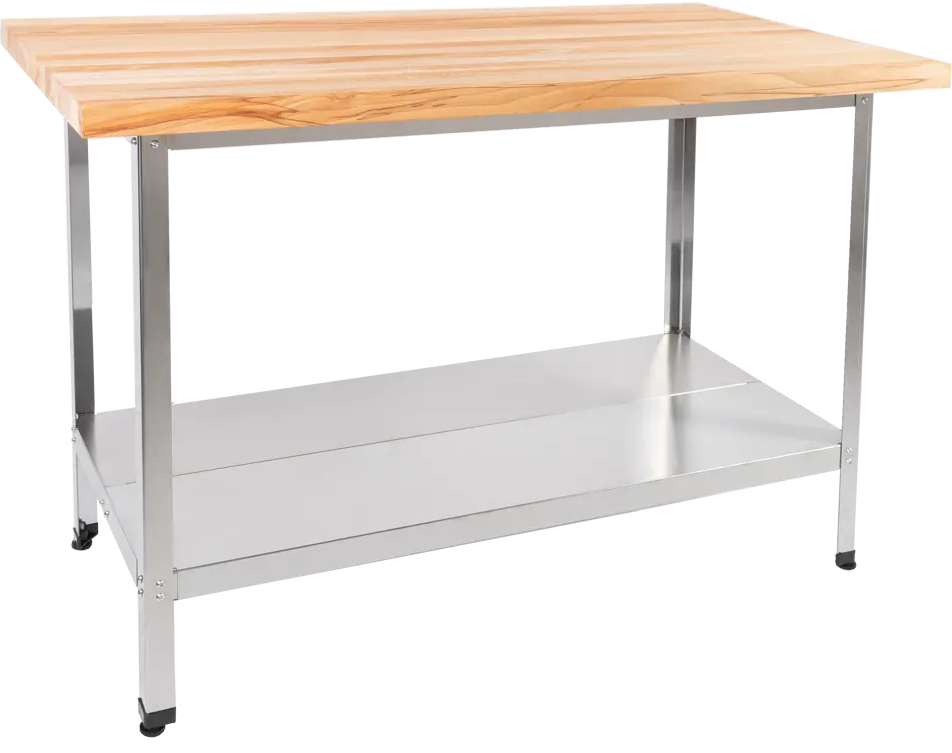 91735548 Кондитерский стол Veranda с полкой 120x60x85см дерево и нержавеющая сталь STLM-0870157