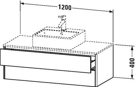 XS491207575 Тумбочка для подвесной консоли XSquare #XS4912 1200 x 548 мм Лен, декор Duravit - Вид №1
