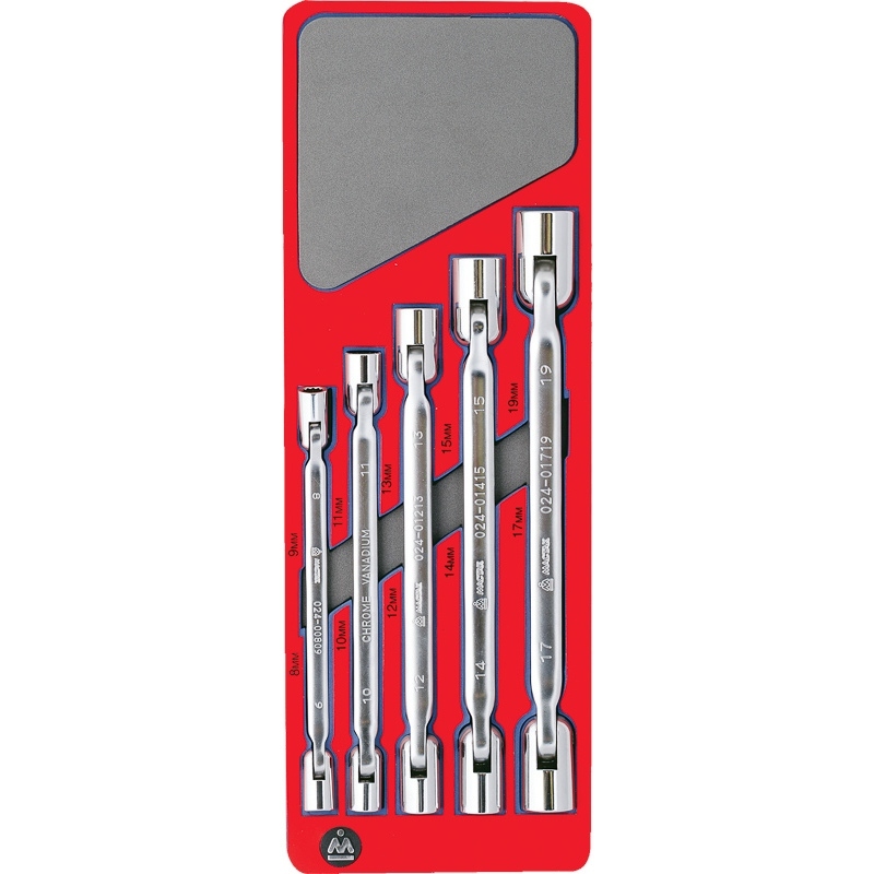 МАСТАК Набор шарнирных ключей, зеркальная полировка, ложемент, 5 предметов Верстакофф 5-2405