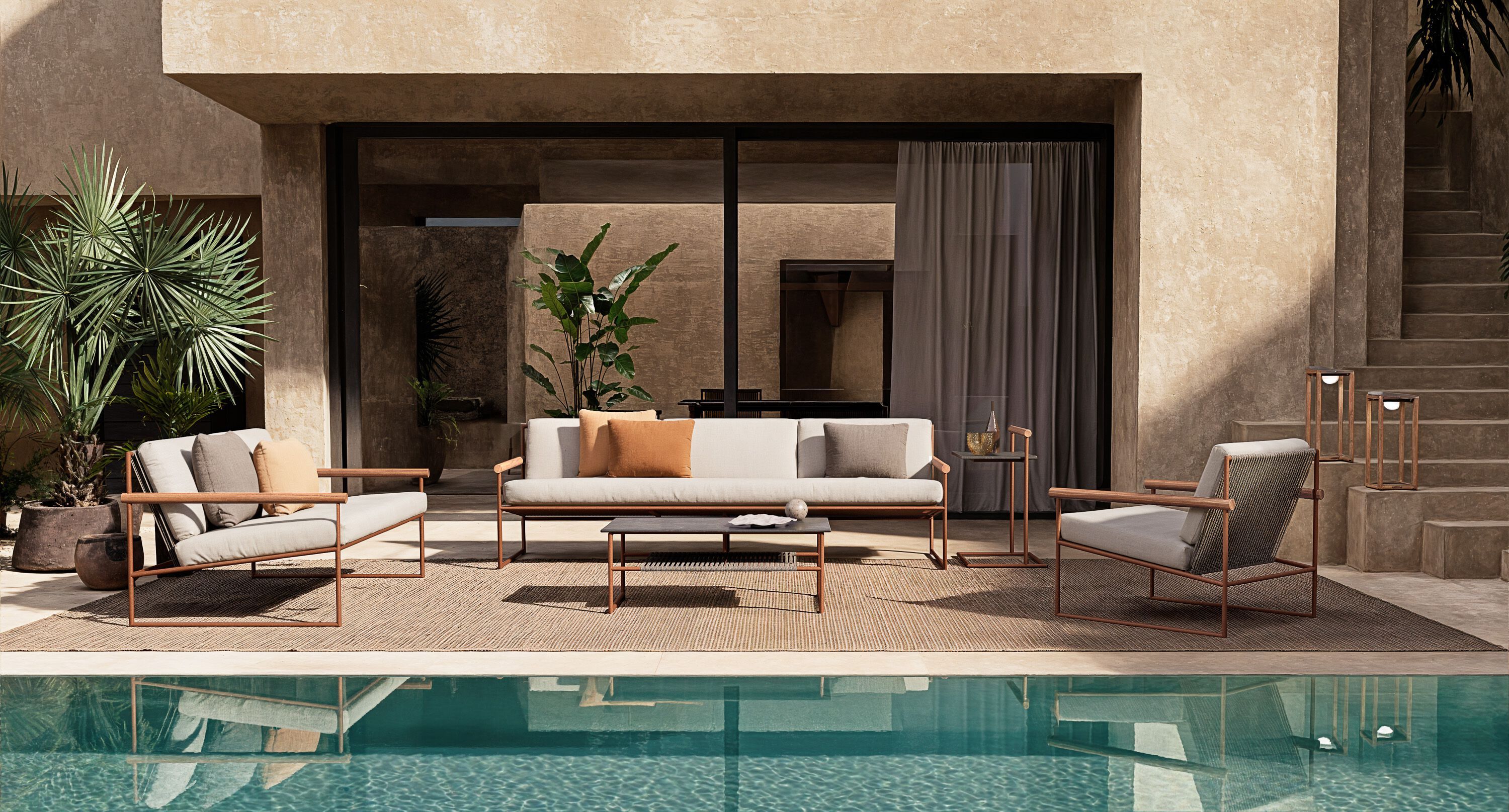 3-местный тканевый садовый диван Atmosphera труба ARCH-00081514 - Вид №1