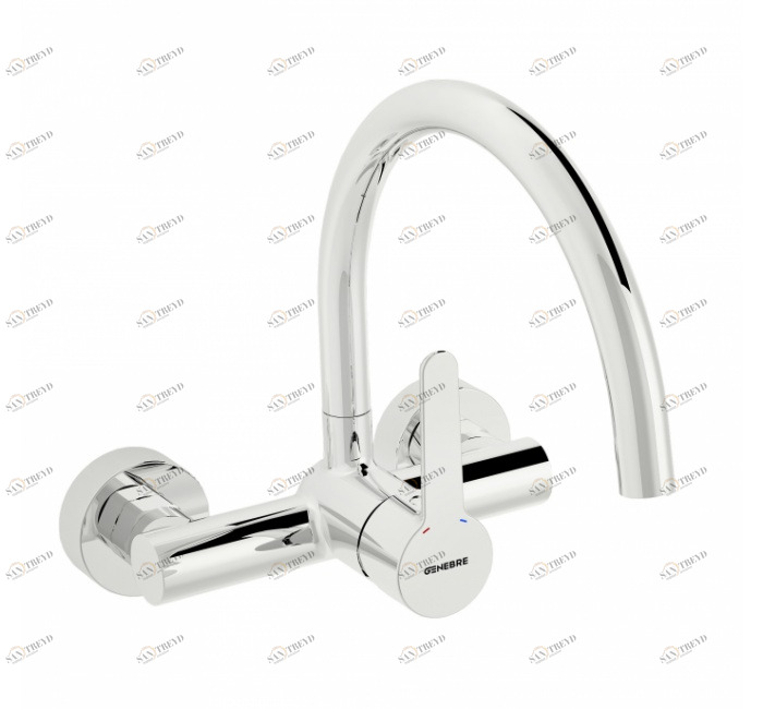 GENEBRE 65192 19 45 66 Смеситель для раковины настенный, однорычажный, 15 см 