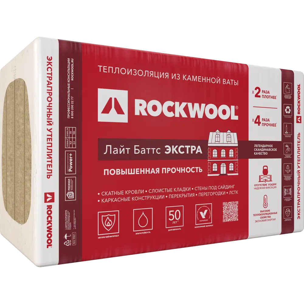 Утеплитель Роквул Лайт Баттс Экстра 100 мм 4 шт 600x1000 мм 2.4 м² 82151665 STLM-2125691  - Вид №2