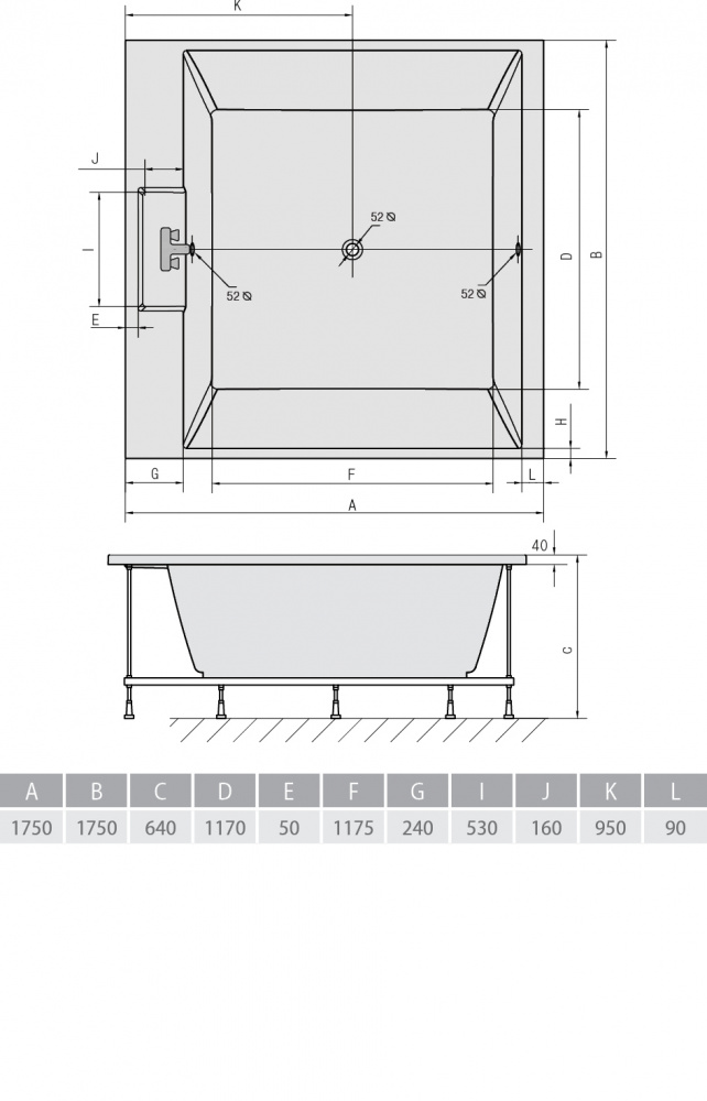 Акриловая ванна ALPEN Came 175 23611 - Вид №2