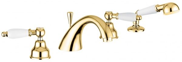121120OR Смеситель Deco Ceramic с ручным душем на борт ванны, цвет золото EMMEVI Decò ceramic