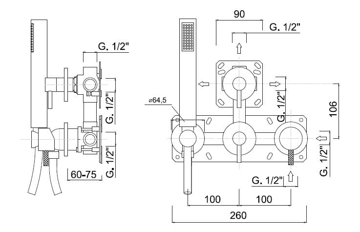 Смеситель для душа с ручным душем Rubinetteria Giulini My Future Deluxe ARCH-00054507 - Вид №2