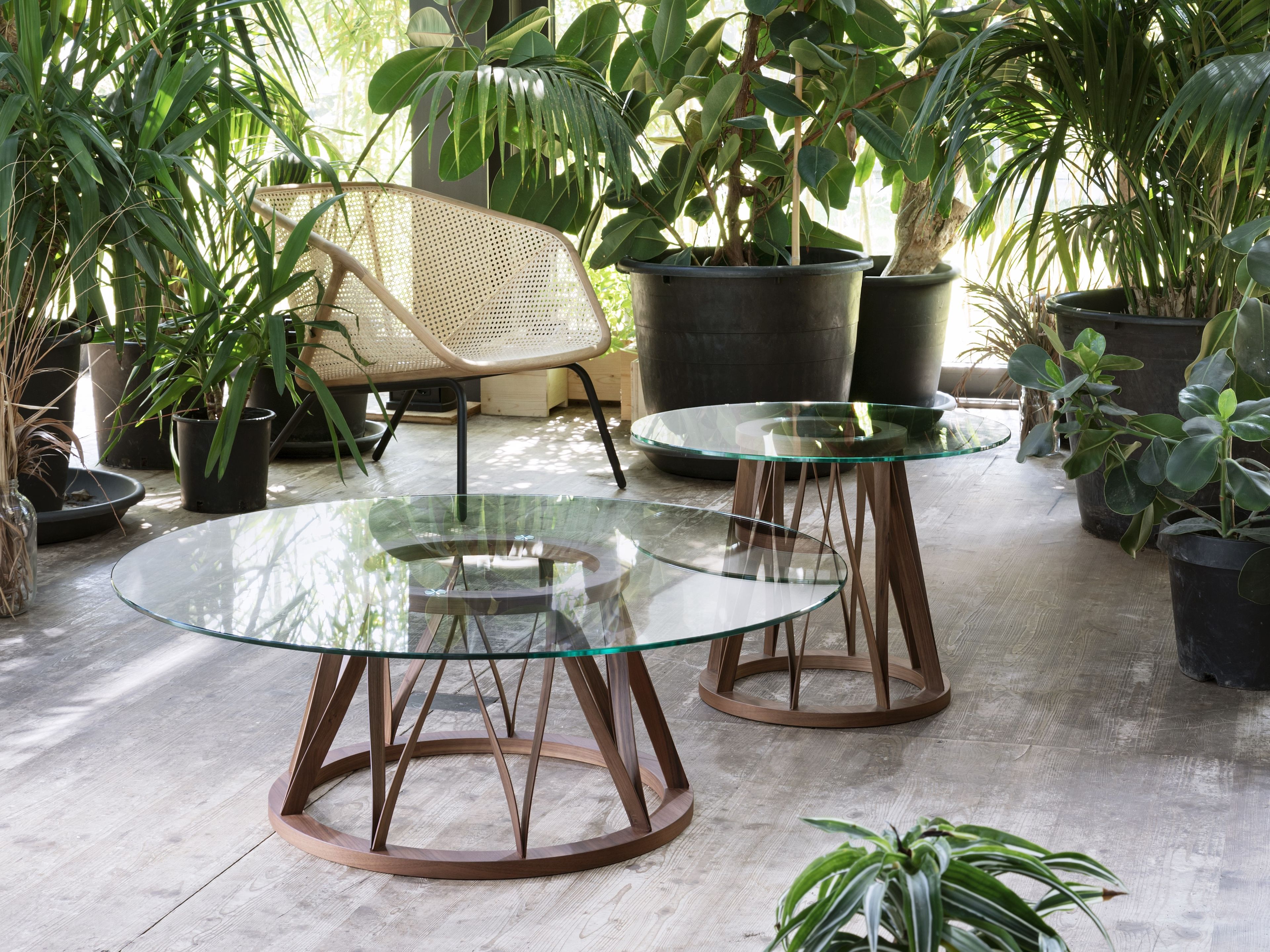 Низкий журнальный столик из дерева и стекла Miniforms Acco ARCH-00135182 - Вид №1