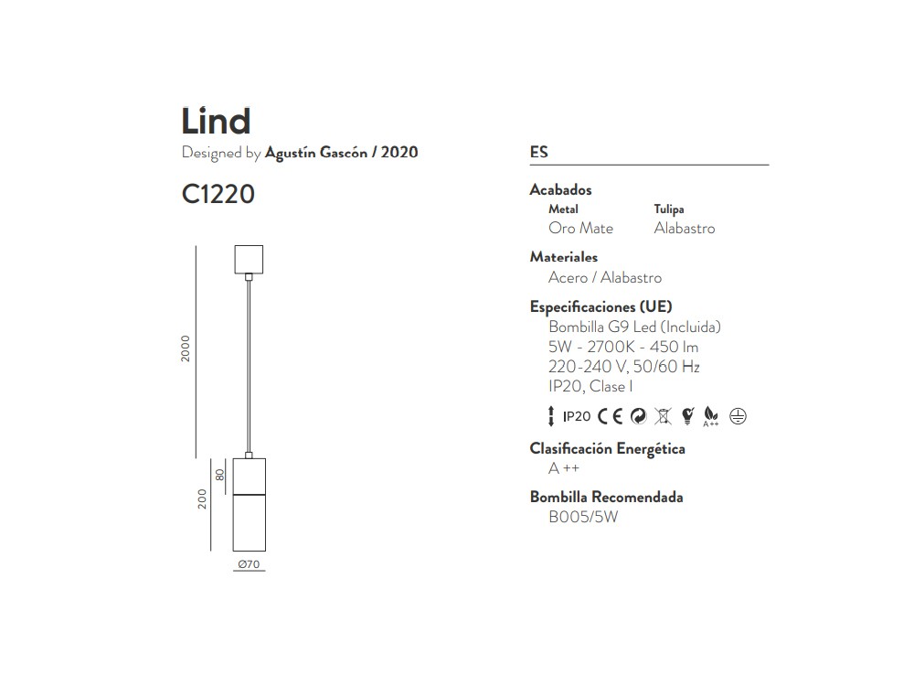 085304 Подвесной светильник латунь Aromas del Campo Lind 