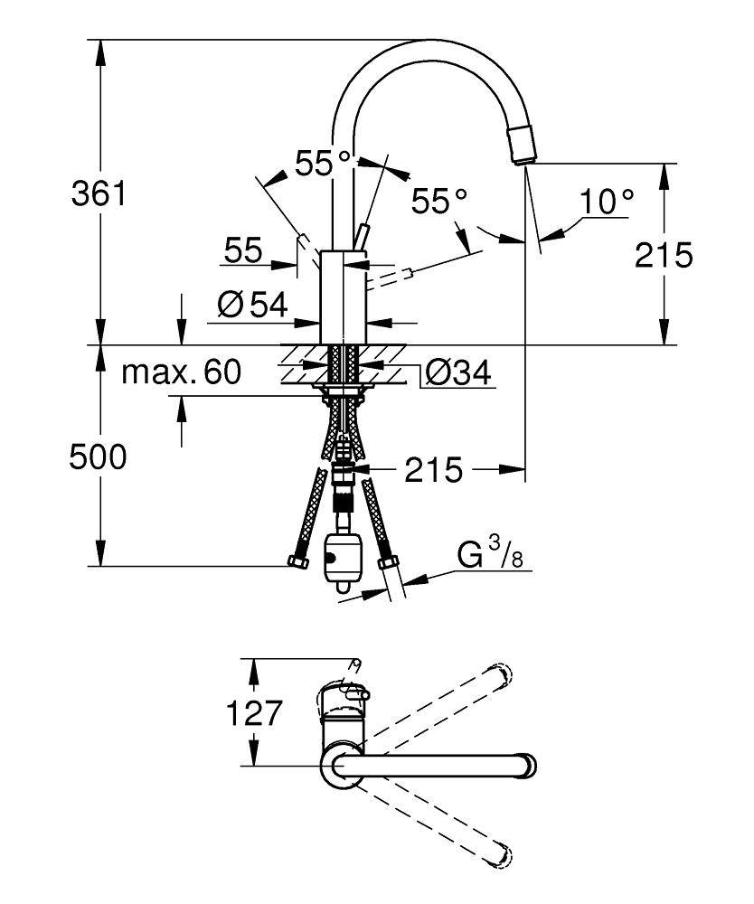32663001 Смеситель для кухни Grohe Concetto хром - Вид №1