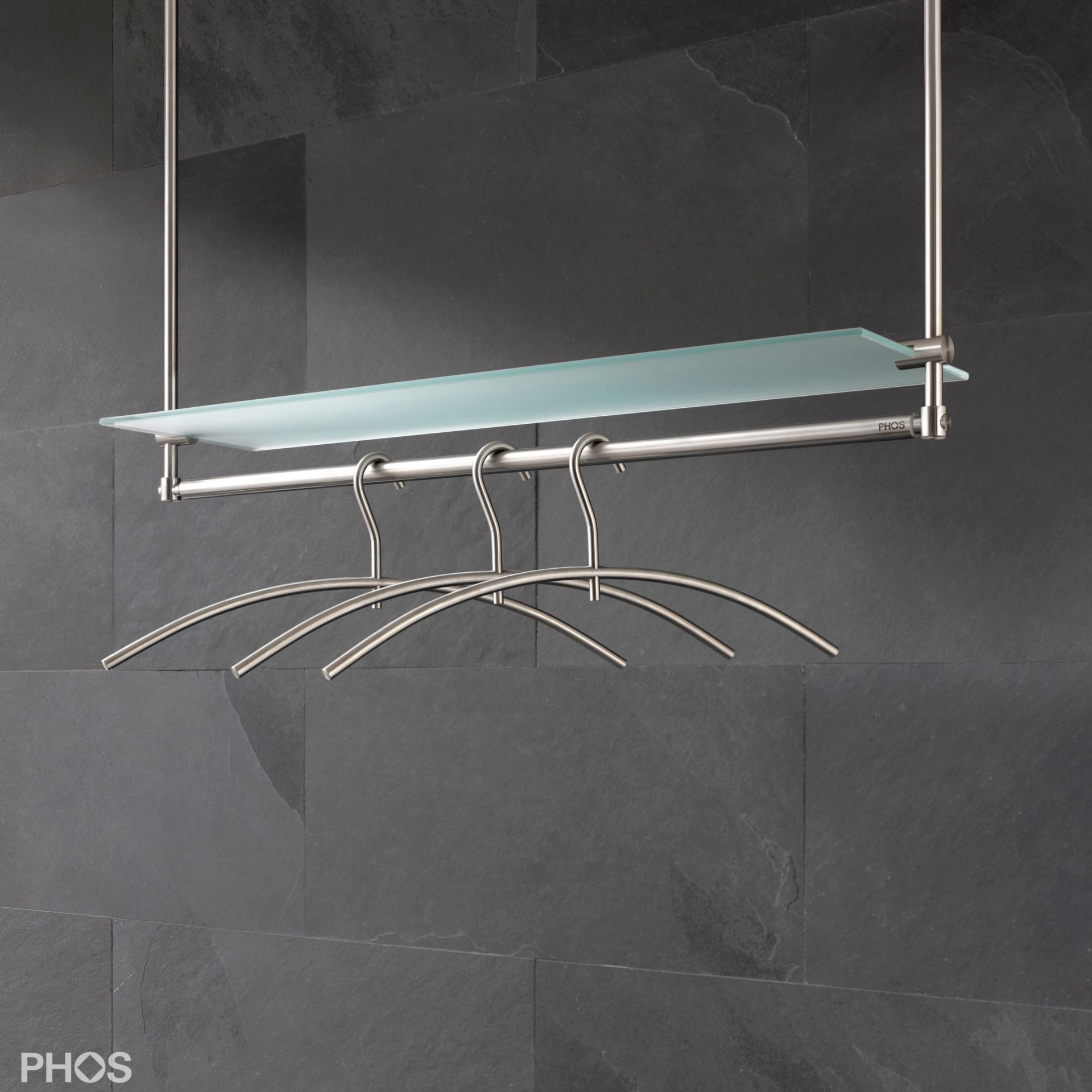 T0G Подвесной шкаф с платяной штангой и стеклянной полкой, потолочный монтаж PHOS  - Вид №1