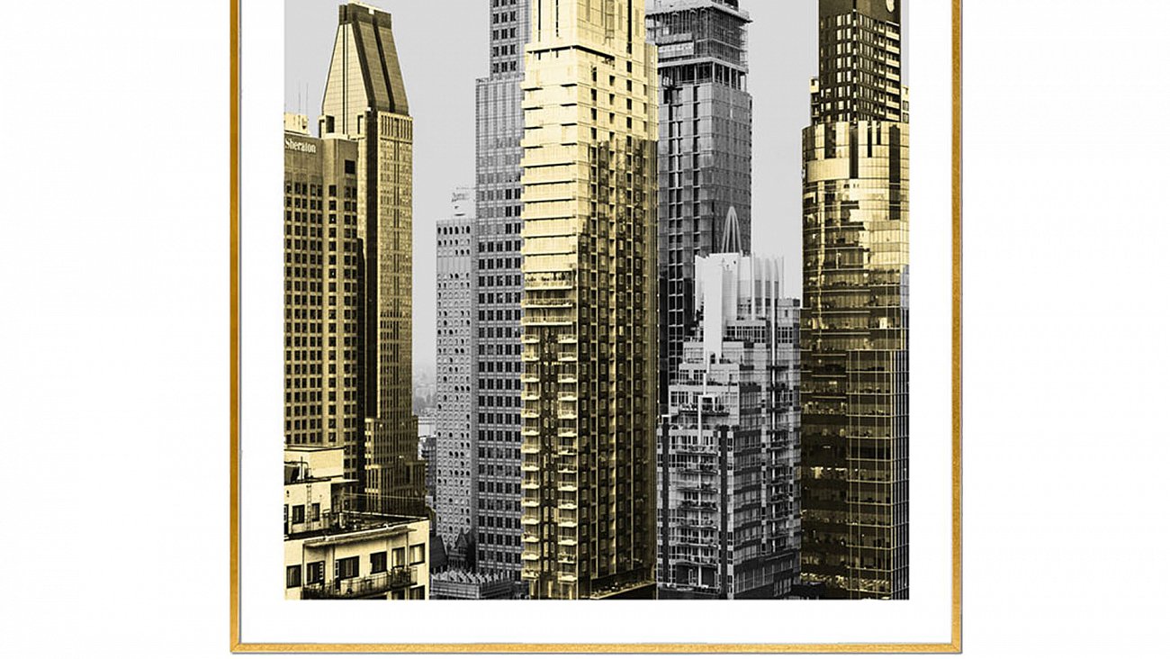 Постер прямоугольный на художественной бумаге 80х60 см New York-3 EVENHOME ДИЗАЙНЕРСКИЕ 00-3878746 Белый;золото;черный  - Вид №2