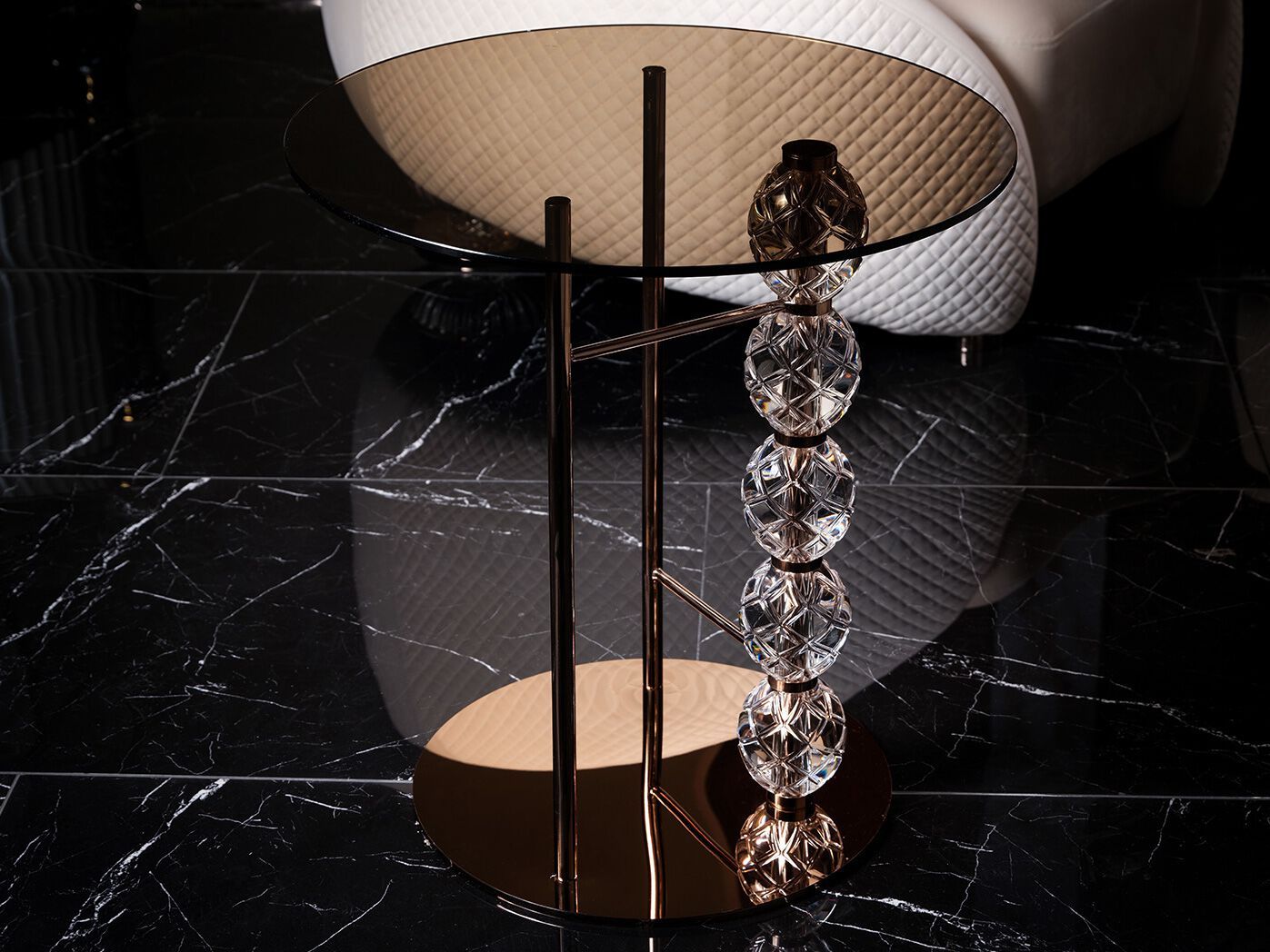 Круглый стеклянный журнальный столик для гостиной Zebrano Phaselis ARCH-00073192