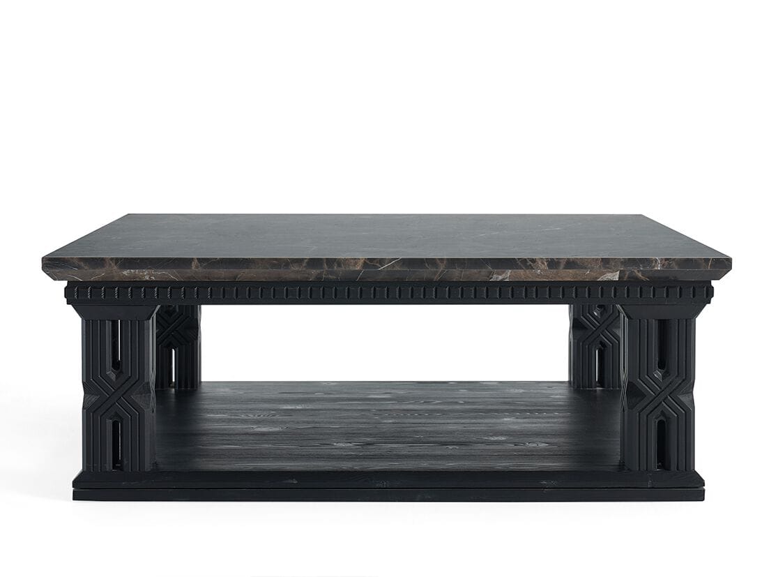 Деревянный квадратный журнальный столик с мраморной столешницей NDESIGN Ezora ARCH-00024457