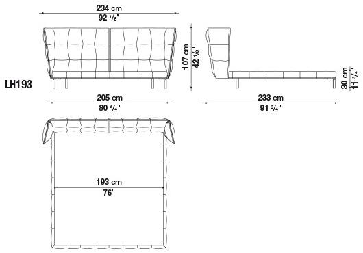 B&B Italia Двуспальная кровать из ткани с мягким изголовьем Husk sun-id-1463837 - Вид №16