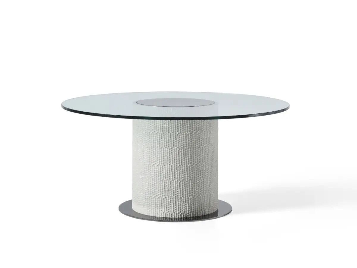 Круглый стол со стеклянной столешницей и основанием из МДФ Mobi сахара ARCH-00143774 - Вид №1