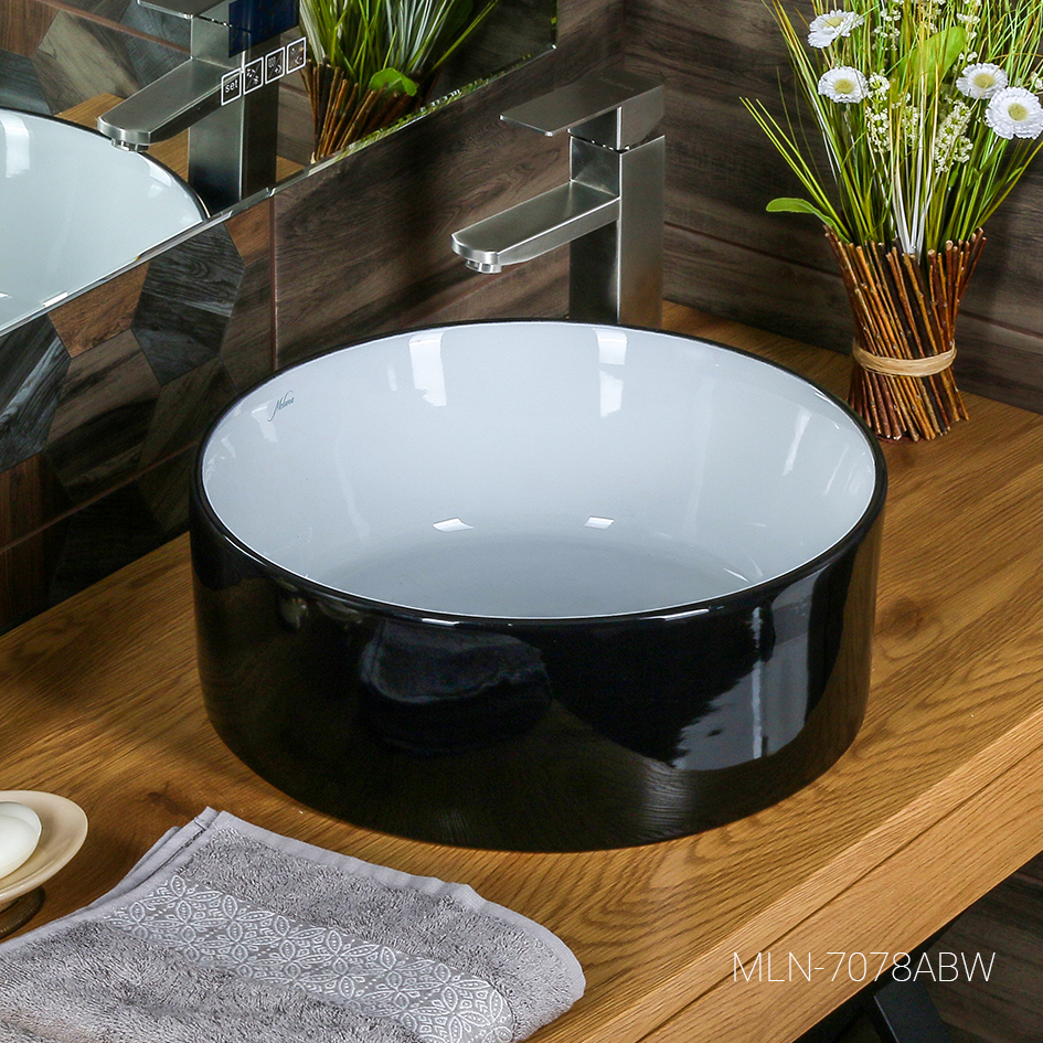 Накладная раковина melana mln-7078abw (черно-белая) 7078ABW-805 - Вид №2