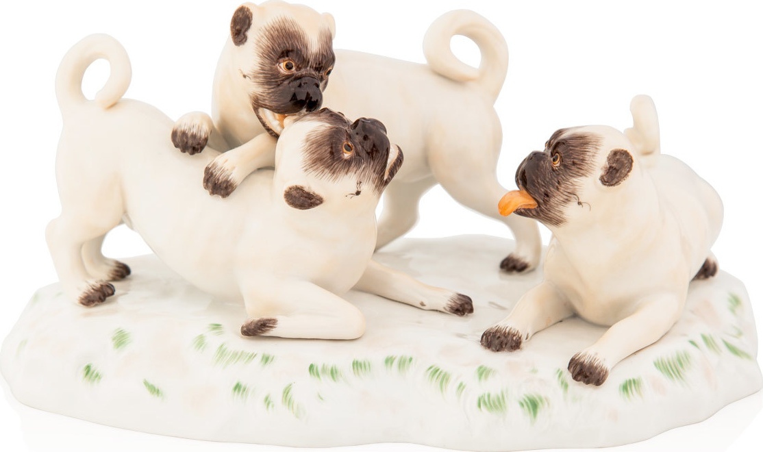 89082 Meissen Фигурка 8см "Группа мопсов" Фарфор 
